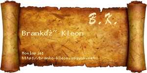 Brankó Kleon névjegykártya